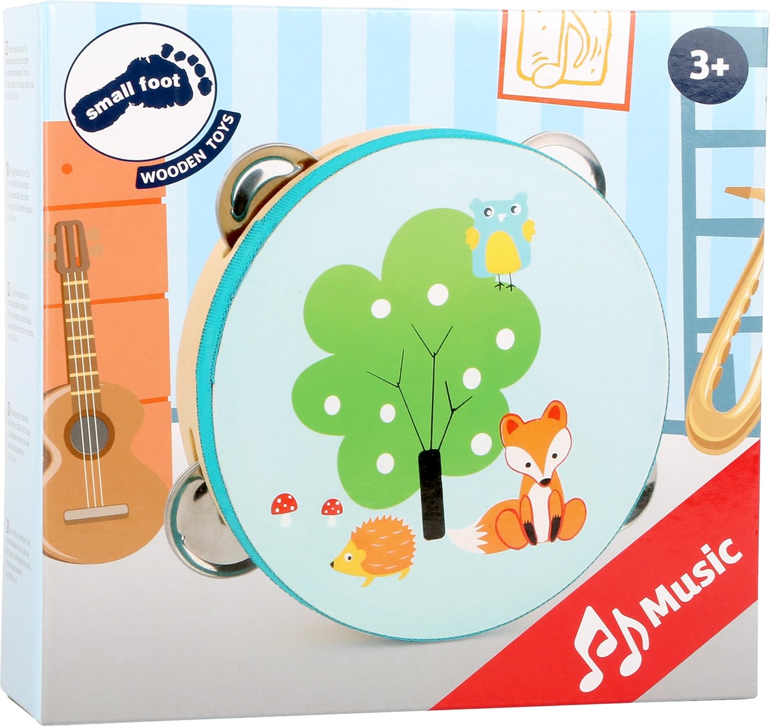 Small Foot 10721 Tambourine for Children, Child-Friendly Design, Popular Music Instrument for The Promotion of Rhythm and tact