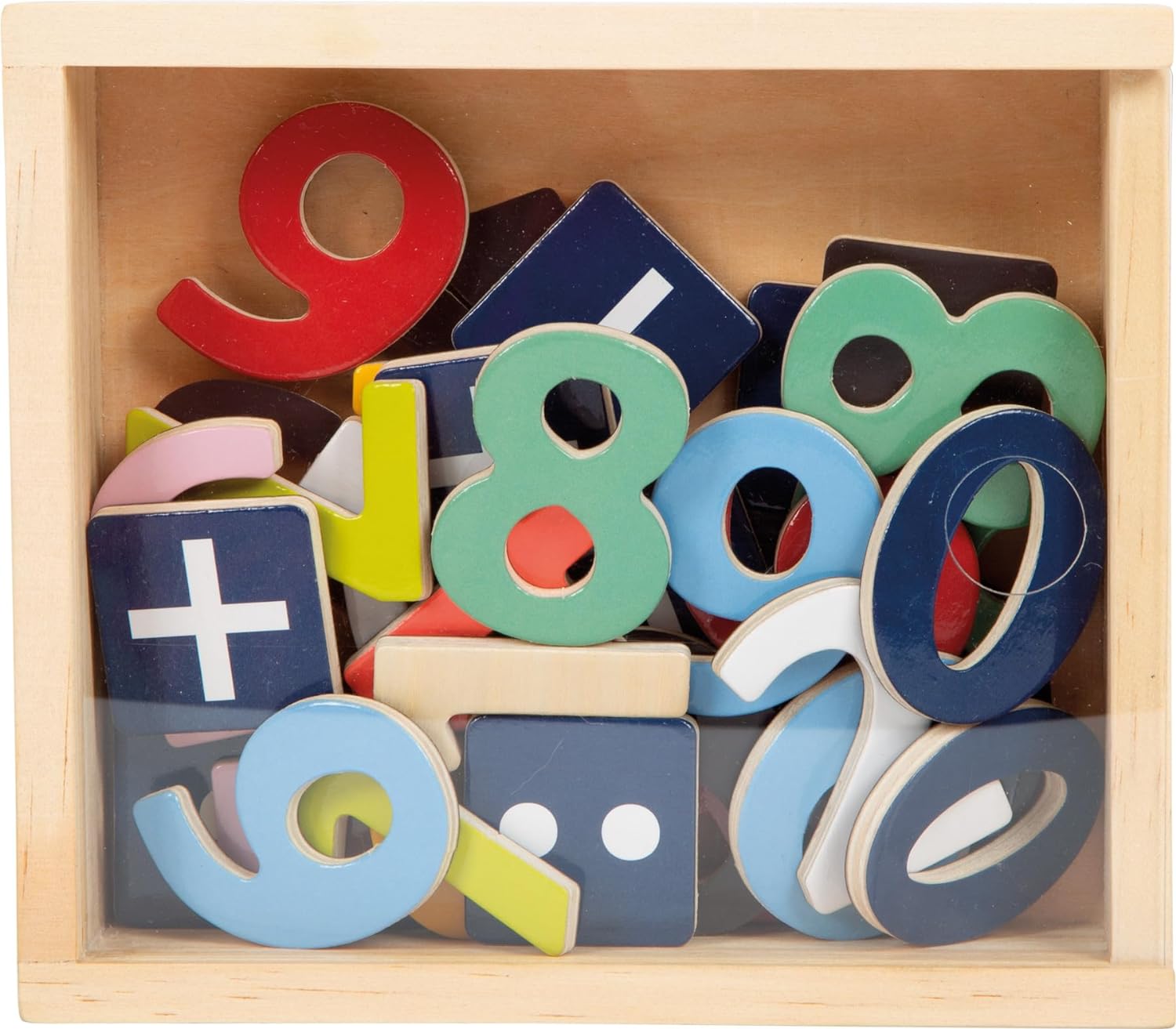 small foot Magnet Holzkiste "Educate" aus Holz, 40 Teile zum Rechnen und Zahlen lernen, für Kinder ab 3 Jahren, 10731, Grün, Gelb, Blau, Rosa, Rot