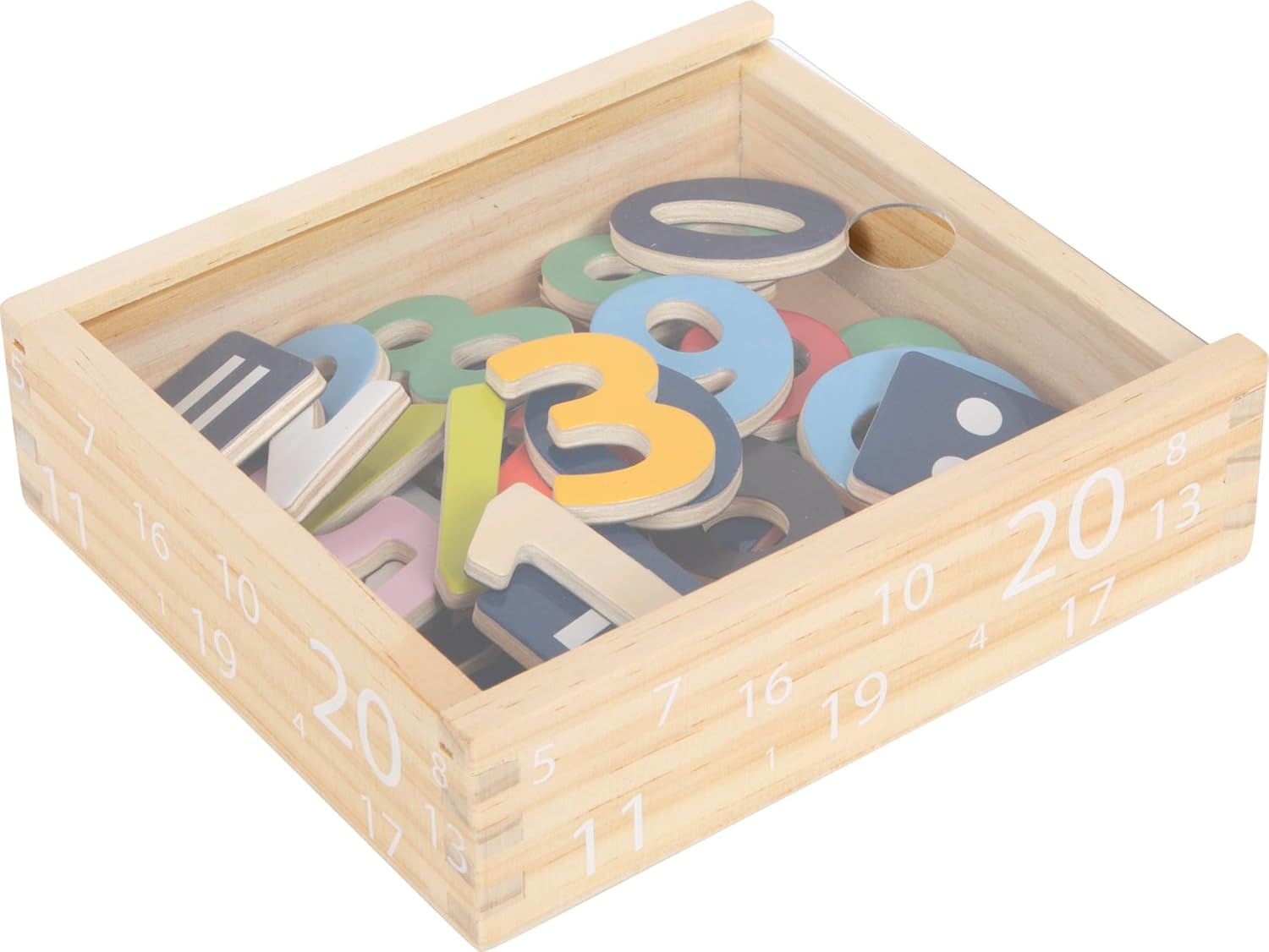 small foot Magnet Holzkiste "Educate" aus Holz, 40 Teile zum Rechnen und Zahlen lernen, für Kinder ab 3 Jahren, 10731, Grün, Gelb, Blau, Rosa, Rot
