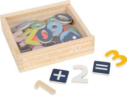 small foot Magnet Holzkiste "Educate" aus Holz, 40 Teile zum Rechnen und Zahlen lernen, für Kinder ab 3 Jahren, 10731, Grün, Gelb, Blau, Rosa, Rot