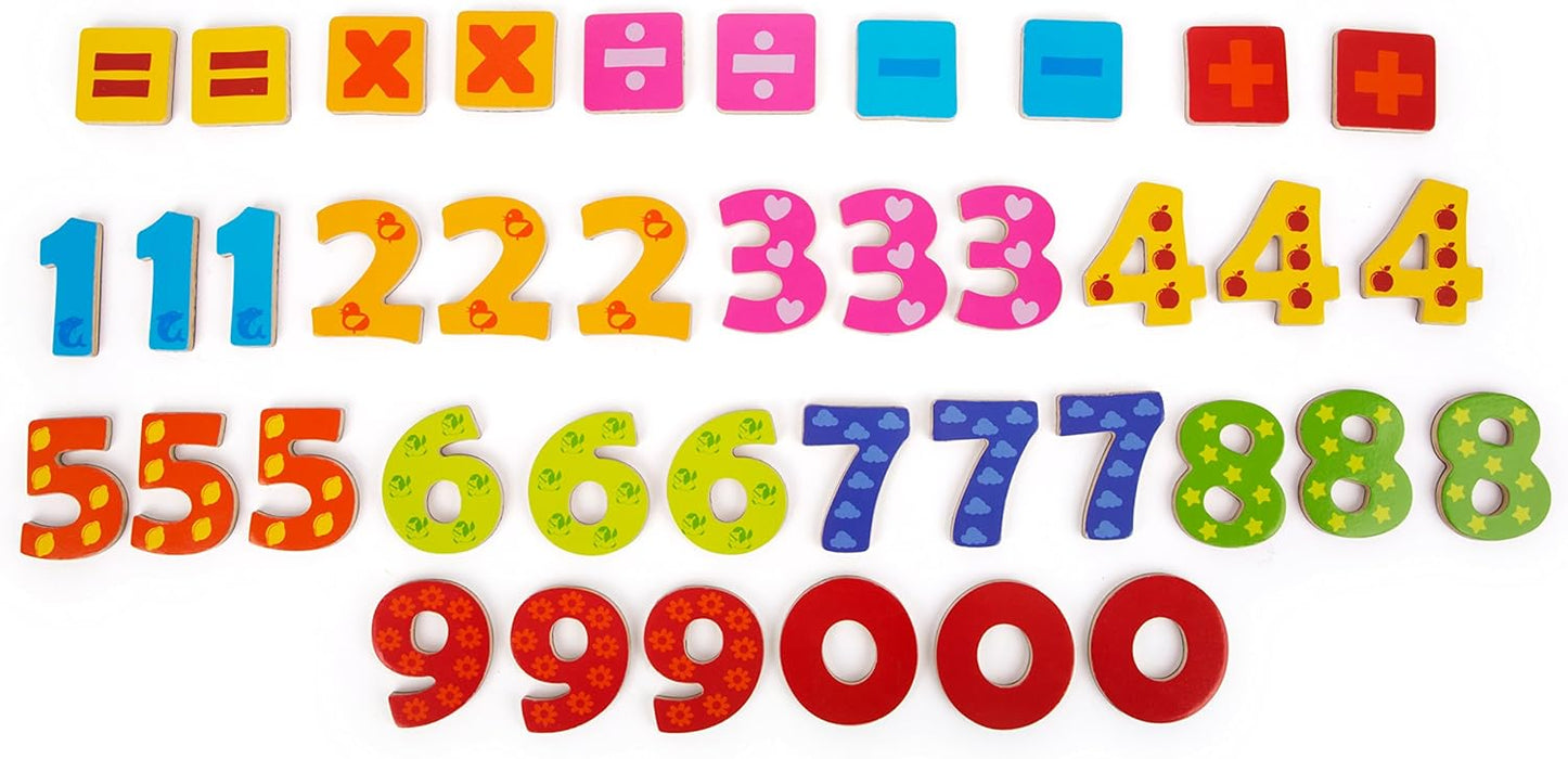 small foot Magnet Holzkiste "Educate" aus Holz, 40 Teile zum Rechnen und Zahlen lernen, für Kinder ab 3 Jahren, 10731, Grün, Gelb, Blau, Rosa, Rot