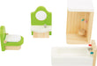 Small Foot 10872 Wooden Furniture for The Bathroom in a Dollhouse, Including a wash Stand, Bath, Shower and Toilet, Suitable for Bending, Ideal Doll Accessories for Children from 3 Years and up