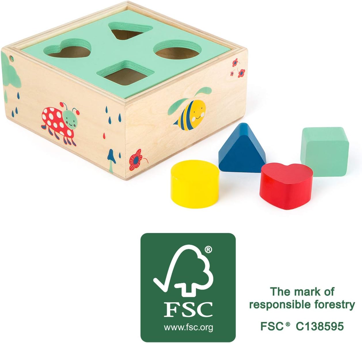 small foot 10944 "Move it!" plug-in cube made of FSC-certified wood, play of forms to promote logical thinking, from 12 months