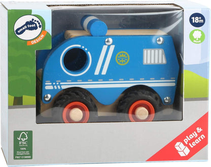 Small Foot 11077 Police car Made of Wood for Children 18 Months and Older, 100% FSC-Certified, Suitable for Playing Outside Toy, Blue police vehicle