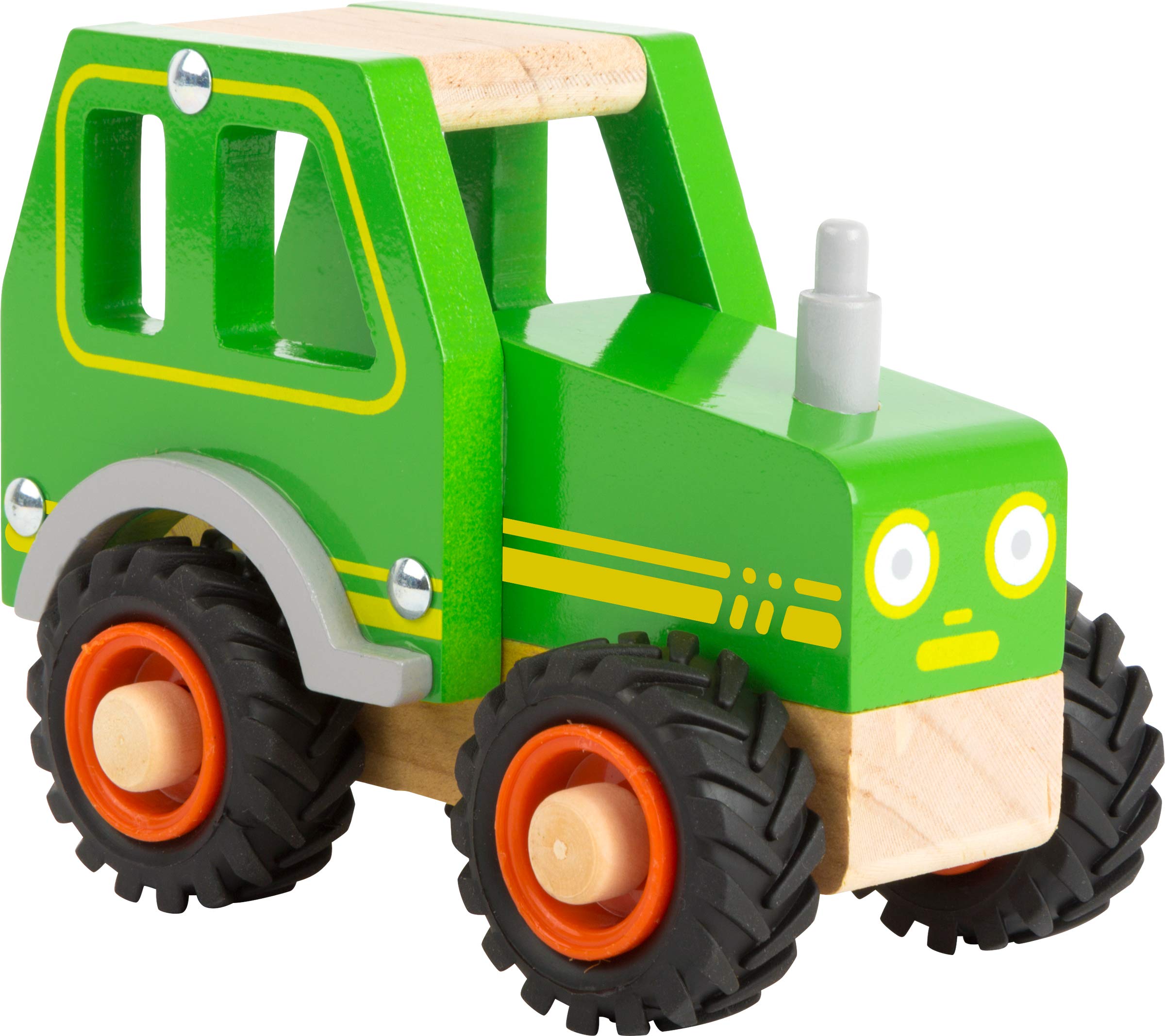 Small Foot 11078 Tractor Made of Wood for Children 18 Months and Older, FSC 100%-Certified, Also Suitable for Outdoor Play Traktor Toy, Green