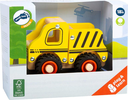 Small Foot 11096 Construction site Vehicle Made of Wood for Children 18 Months and Older, 100% FSC-Certified Toy, Yellow Construction vehicle