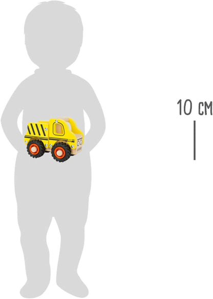 Small Foot 11096 Construction site Vehicle Made of Wood for Children 18 Months and Older, 100% FSC-Certified Toy, Yellow Construction vehicle