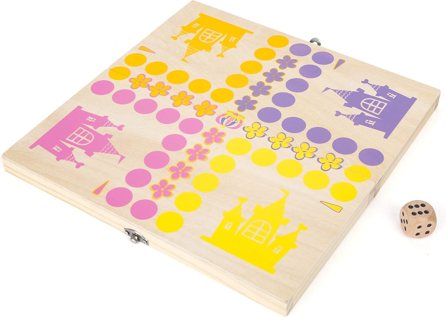 Small Foot 11105 Ludo Princesses, made of FSC 100% certified wood, with practical transport box for on The go Toy, multicolour