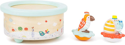 Small Foot 1108 "Parrot & Elephant Music Box, made of wood, in modern pastel colours, w/melody ideal for falling asleep
