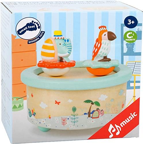 Small Foot 1108 "Parrot & Elephant Music Box, made of wood, in modern pastel colours, w/melody ideal for falling asleep