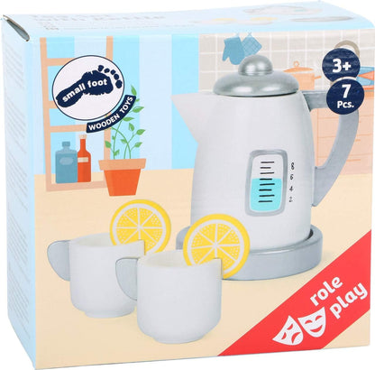 Small Foot 11115 Tea Set with Wooden Kettle, Promotes Creative and Motor Skills, Especially for Small Children's Hands Toy, Multicolour