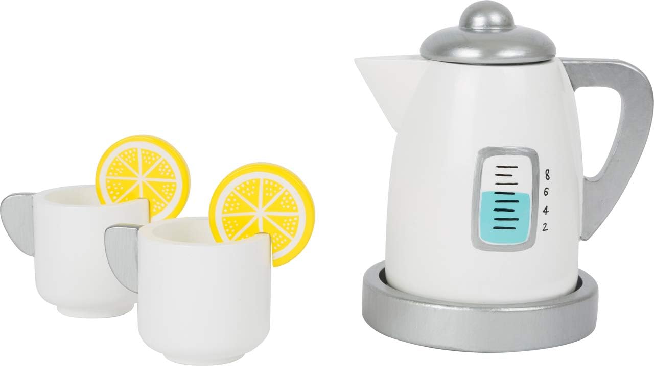 Small Foot 11115 Tea Set with Wooden Kettle, Promotes Creative and Motor Skills, Especially for Small Children's Hands Toy, Multicolour