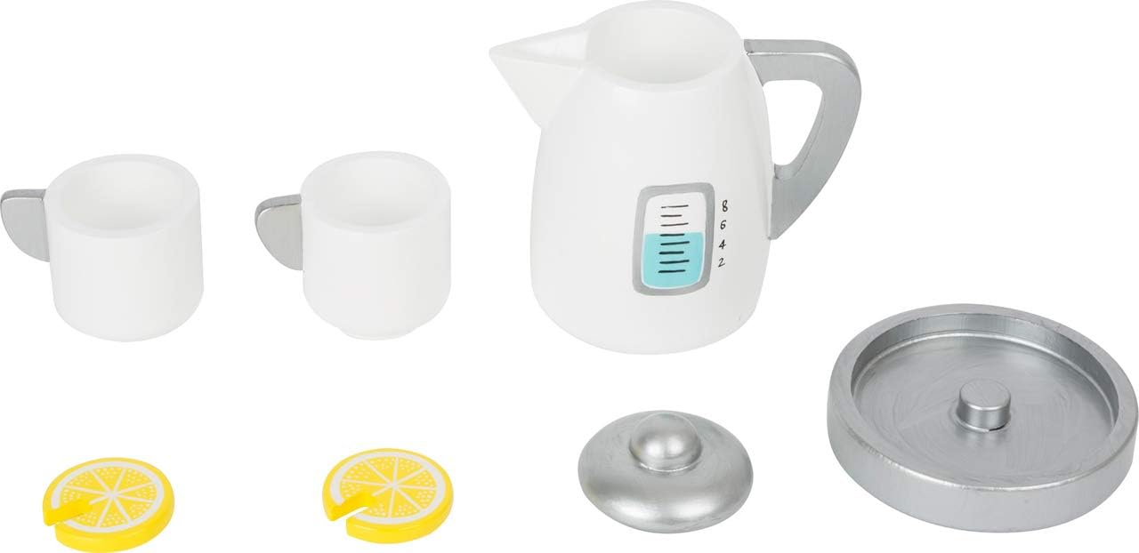 Small Foot 11115 Tea Set with Wooden Kettle, Promotes Creative and Motor Skills, Especially for Small Children's Hands Toy, Multicolour