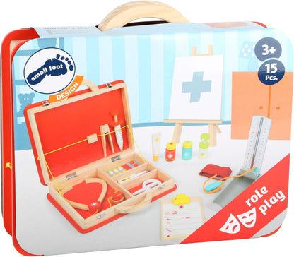 small foot 11160 wooden emergency doctor case and playset, incl. accessories such as stethoscope, thermometer and syringe