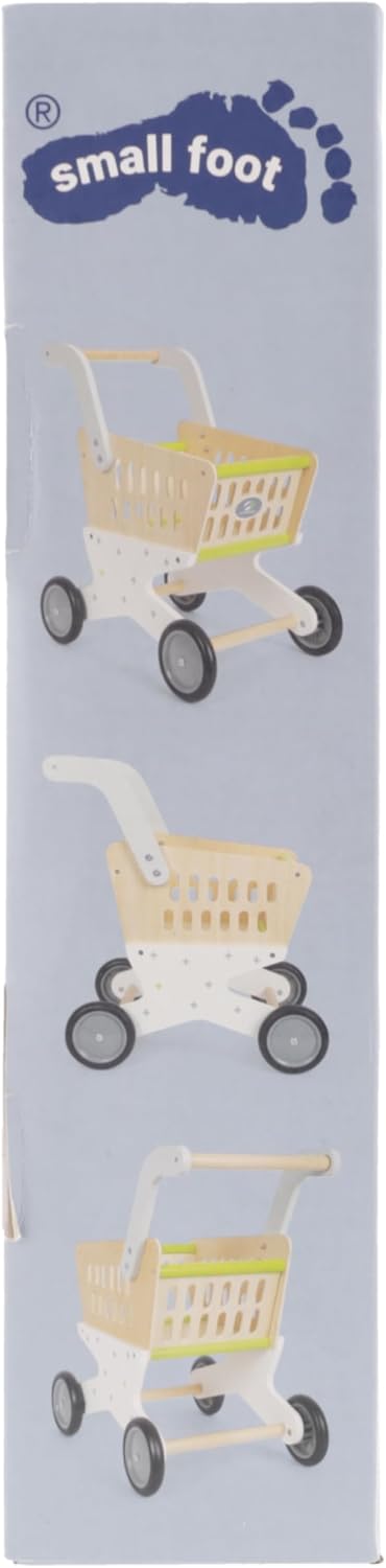 small foot 11161 Wooden shopping trolley, accessory for shop and role play, from 3 years old