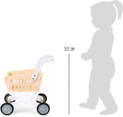 small foot 11161 Wooden shopping trolley, accessory for shop and role play, from 3 years old