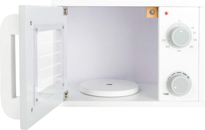 small foot 11184 Microwave "children's kitchen" made of wood, with swivel knobs and door with magnetic lock, from 3 years