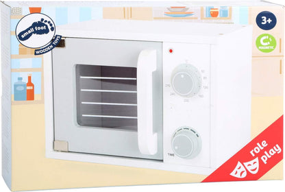 small foot 11184 Microwave "children's kitchen" made of wood, with swivel knobs and door with magnetic lock, from 3 years