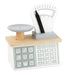 Small Foot 11201 Wooden Scale with weighing pan and movable pointer, teaches numbers and weights, for play stores