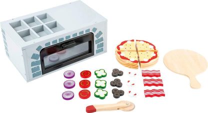 small foot Pizza-Ofen aus Holz, ideal für Kinderküchen, mit Pizza, Pizzateller und Pizzaschneider, ab 3 Jahren, 11204