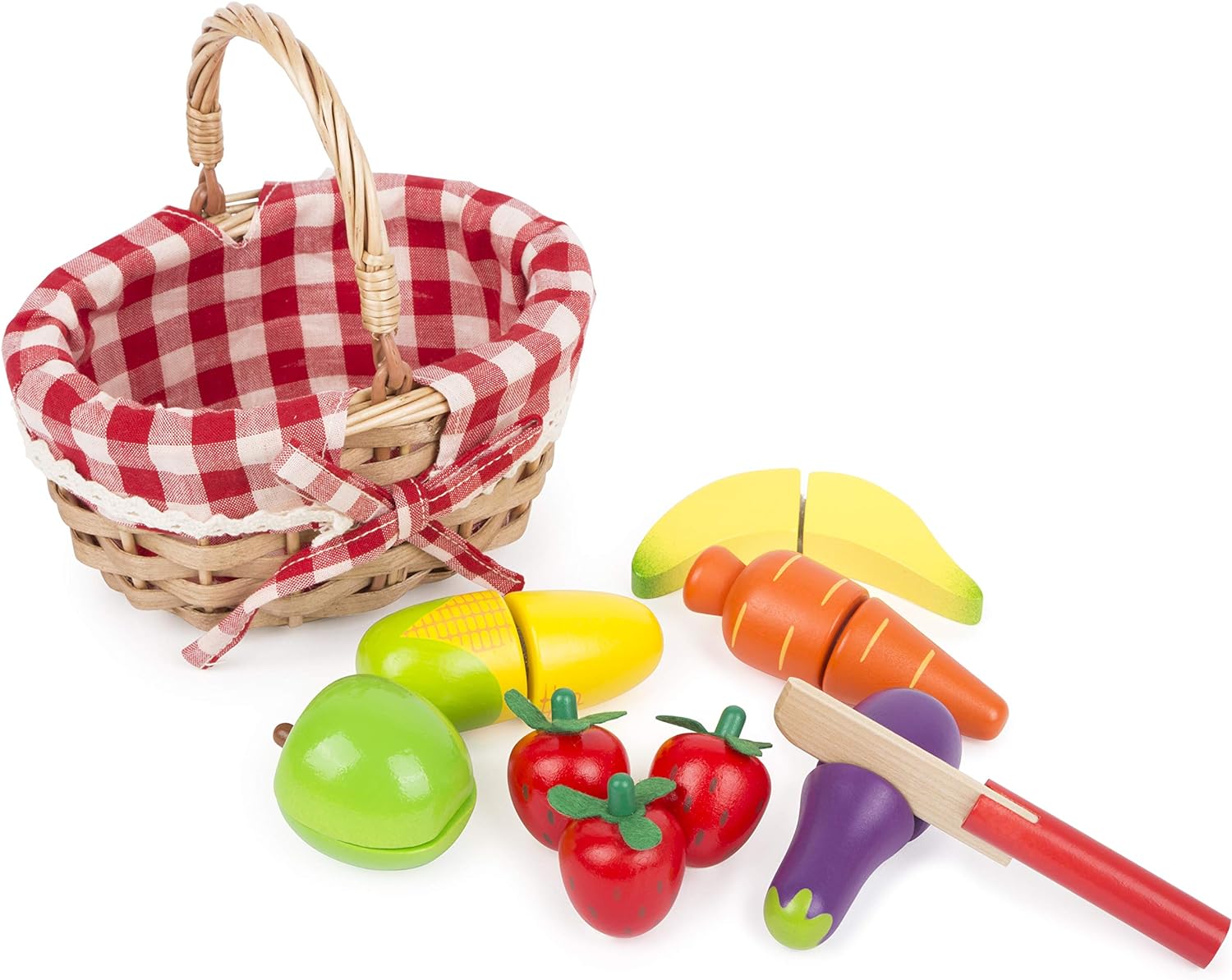 Small Foot Shopping Basket with Cuttable Fruits