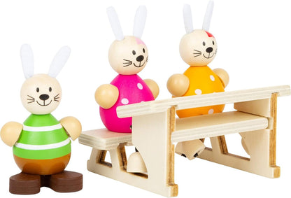 Small Foot 11315 School for Hares Playset, made of wood, FSC 100%-certified, Easter bunny role-playing Toys, Multicolored