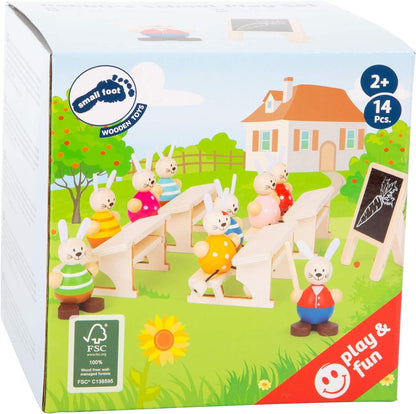 Small Foot 11315 School for Hares Playset, made of wood, FSC 100%-certified, Easter bunny role-playing Toys, Multicolored