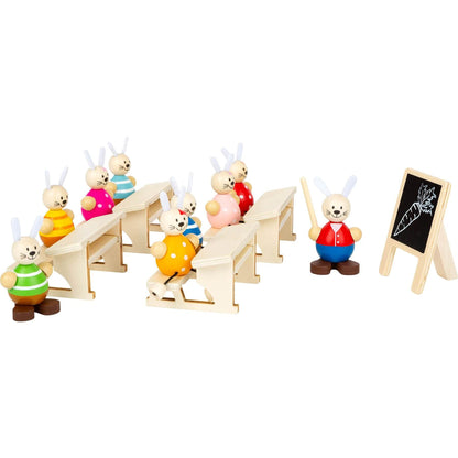 Small Foot 11315 School for Hares Playset, made of wood, FSC 100%-certified, Easter bunny role-playing Toys, Multicolored