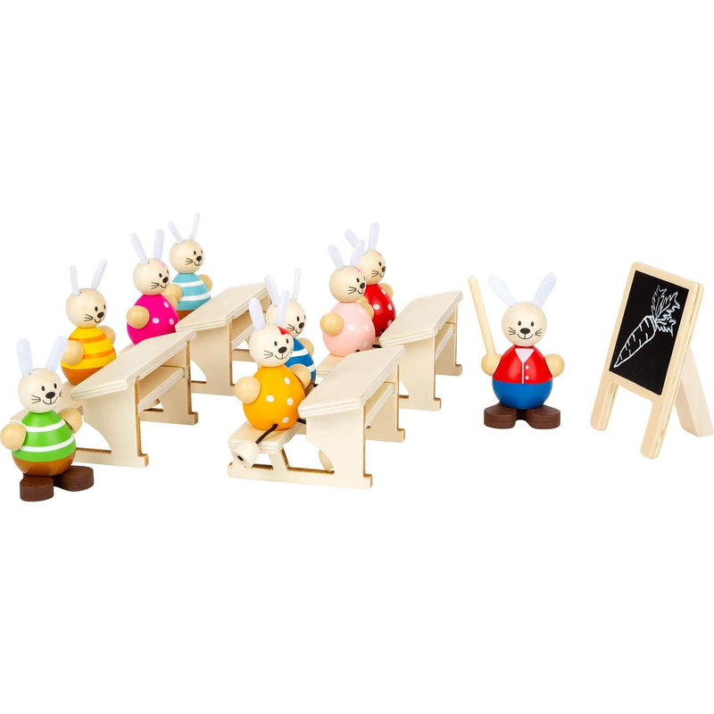 Small Foot 11315 School for Hares Playset, made of wood, FSC 100%-certified, Easter bunny role-playing Toys, Multicolored