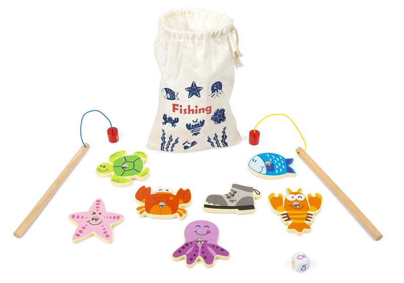 Small Foot 11366 Catching Fish Wooden Travel Game, FSC 100%-certified Toys, multicolored
