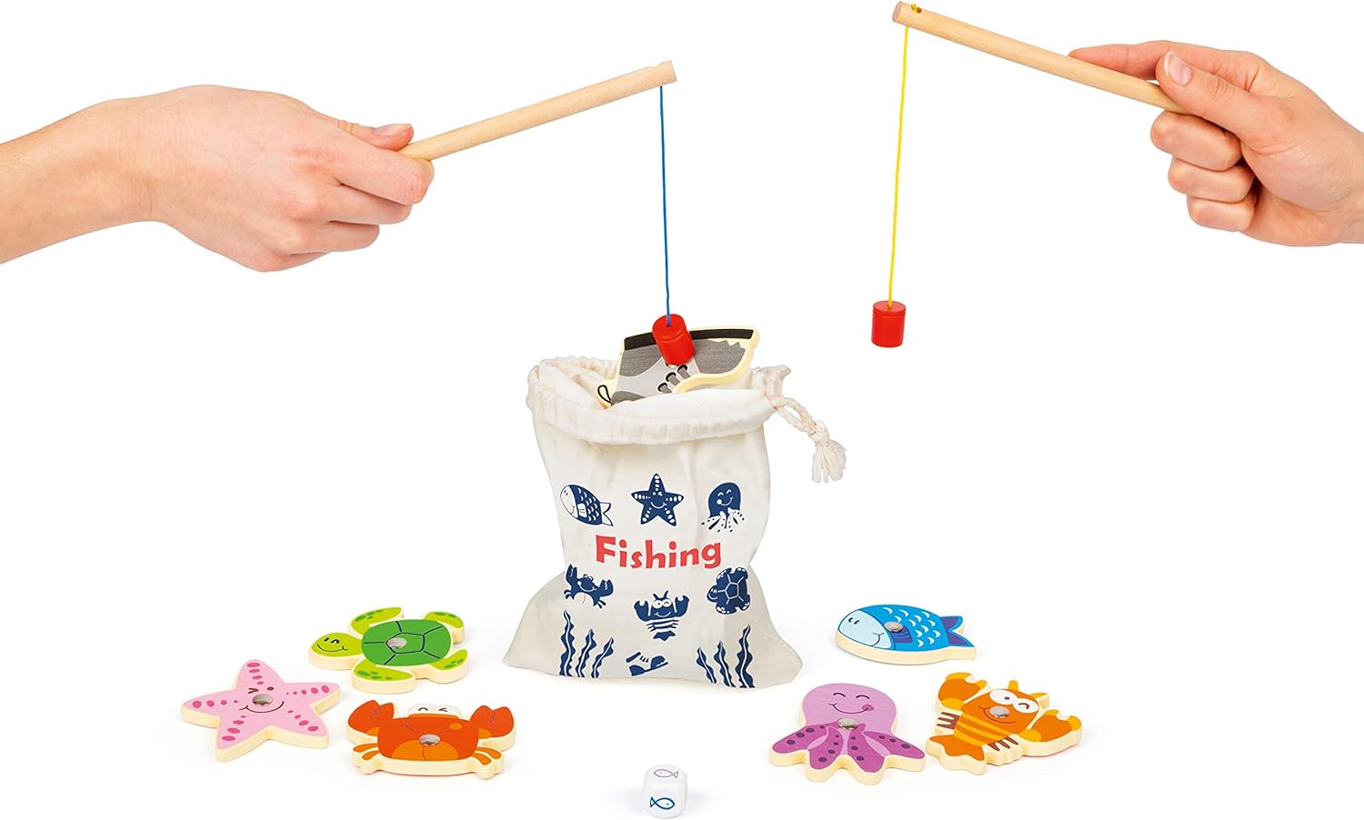 Small Foot 11366 Catching Fish Wooden Travel Game, FSC 100%-certified Toys, multicolored
