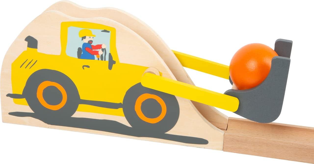 small foot 11382 Construction Site Run Made of Wood w/Expandable Elements, incl. Marbles, for Kids Aged 18+ mths. Toys, Large marble run construction site
