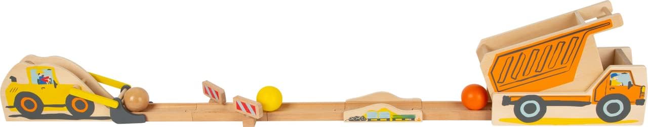 small foot 11382 Construction Site Run Made of Wood w/Expandable Elements, incl. Marbles, for Kids Aged 18+ mths. Toys, Large marble run construction site