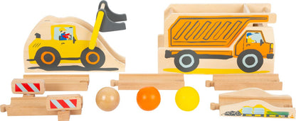 small foot 11382 Construction Site Run Made of Wood w/Expandable Elements, incl. Marbles, for Kids Aged 18+ mths. Toys, Large marble run construction site