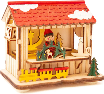 Small Foot - Small Foot - Houten Decoratie Kerstmarkt met Lampjes Set va