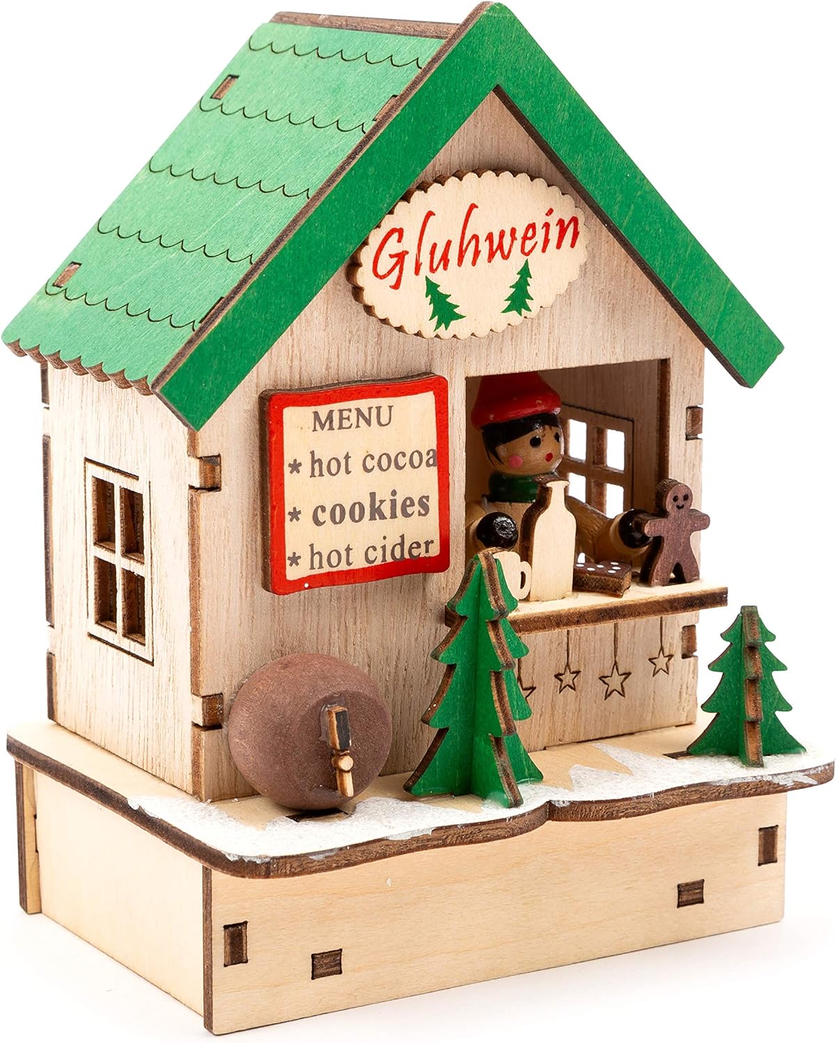 Small Foot - Small Foot - Houten Decoratie Kerstmarkt met Lampjes Set va