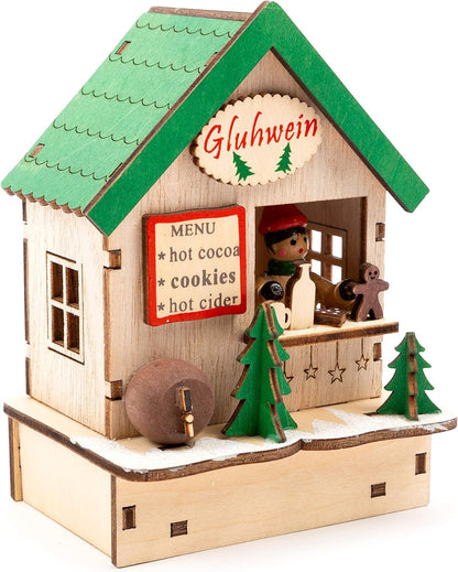 Small Foot - Small Foot - Houten Decoratie Kerstmarkt met Lampjes Set va