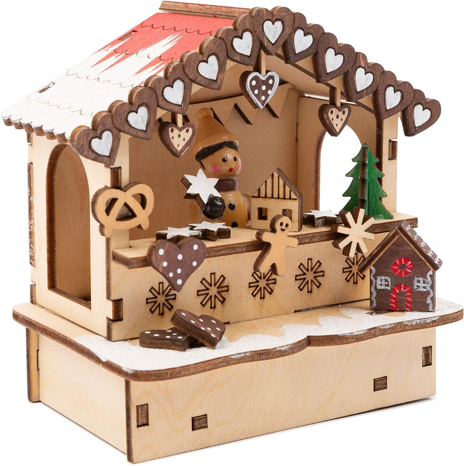 Small Foot - Small Foot - Houten Decoratie Kerstmarkt met Lampjes Set va