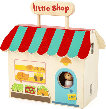Small Foot 11393 Play Store, Convenient Wooden case, Ideal for Trips Toys, Multicolored