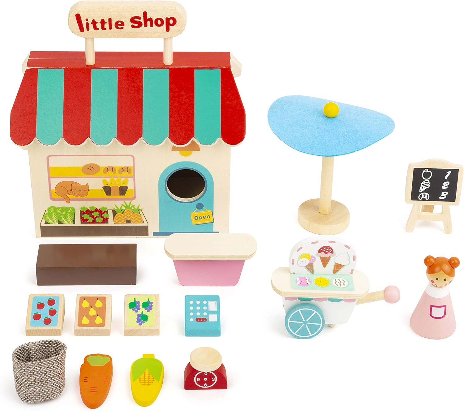 Small Foot 11393 Play Store, Convenient Wooden case, Ideal for Trips Toys, Multicolored