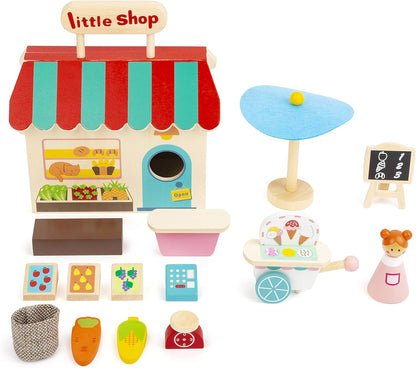 Small Foot 11393 Play Store, Convenient Wooden case, Ideal for Trips Toys, Multicolored