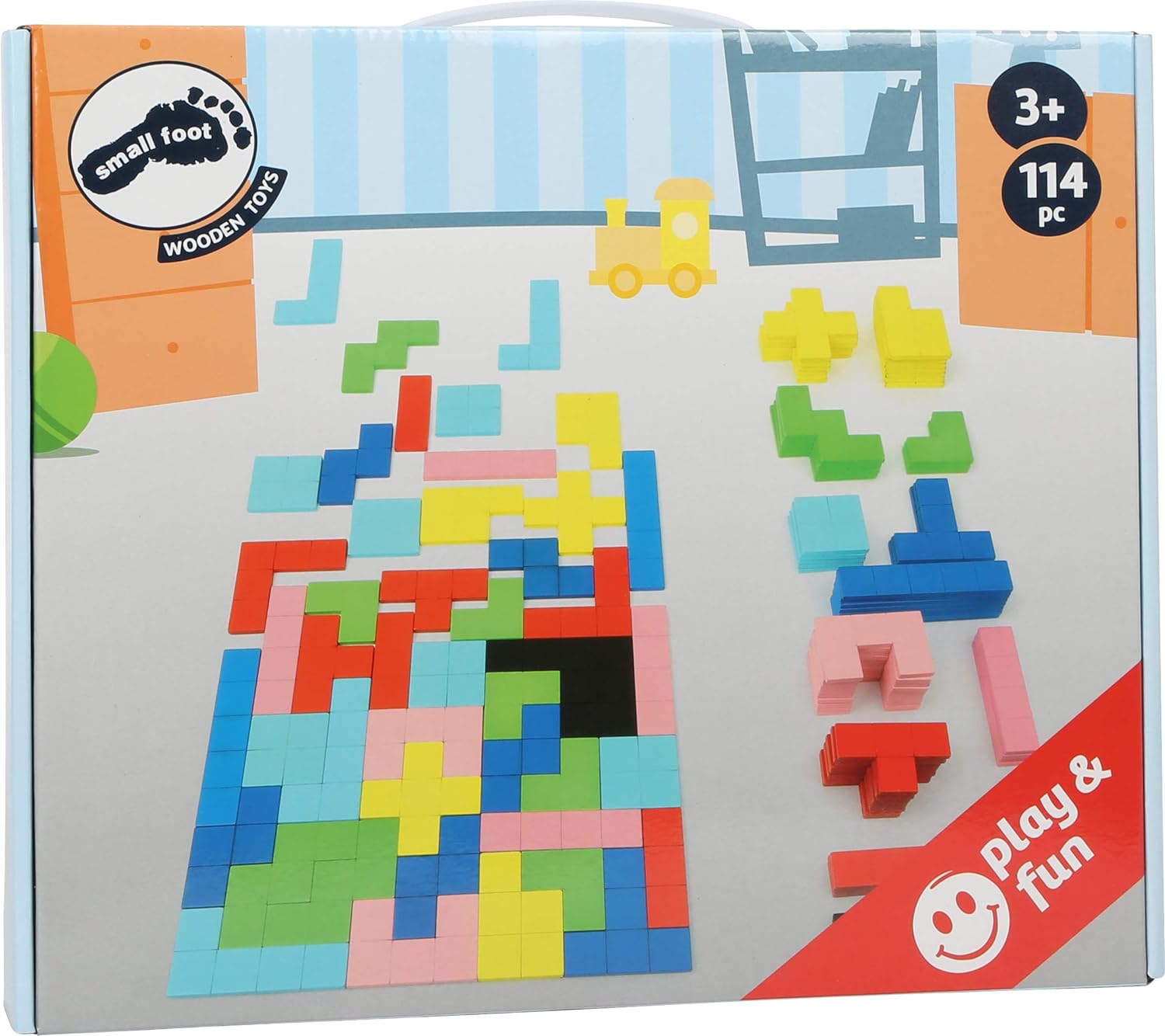 Small Foot 11403 Wooden Puzzle, 114-Piece Game Set, A Learning Game with General Geometric Patters, for Ages 3 Years and up