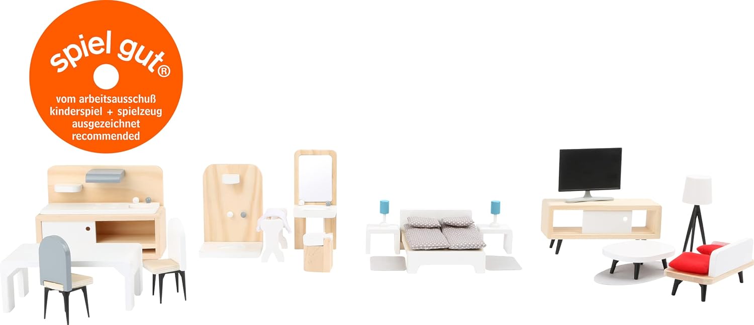 Small Foot - Small Foot - Houten Poppenhuis Meubeltjes Complete Set 28dl