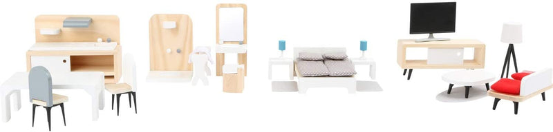 Small Foot - Small Foot - Houten Poppenhuis Meubeltjes Complete Set 28dl