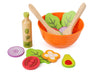 Small Foot 11476 Wooden Set, Children's Vegetarian Play Kitchen Accessory, incl. Bowl, Salad Utensils and Dressing Toys, Multicolored
