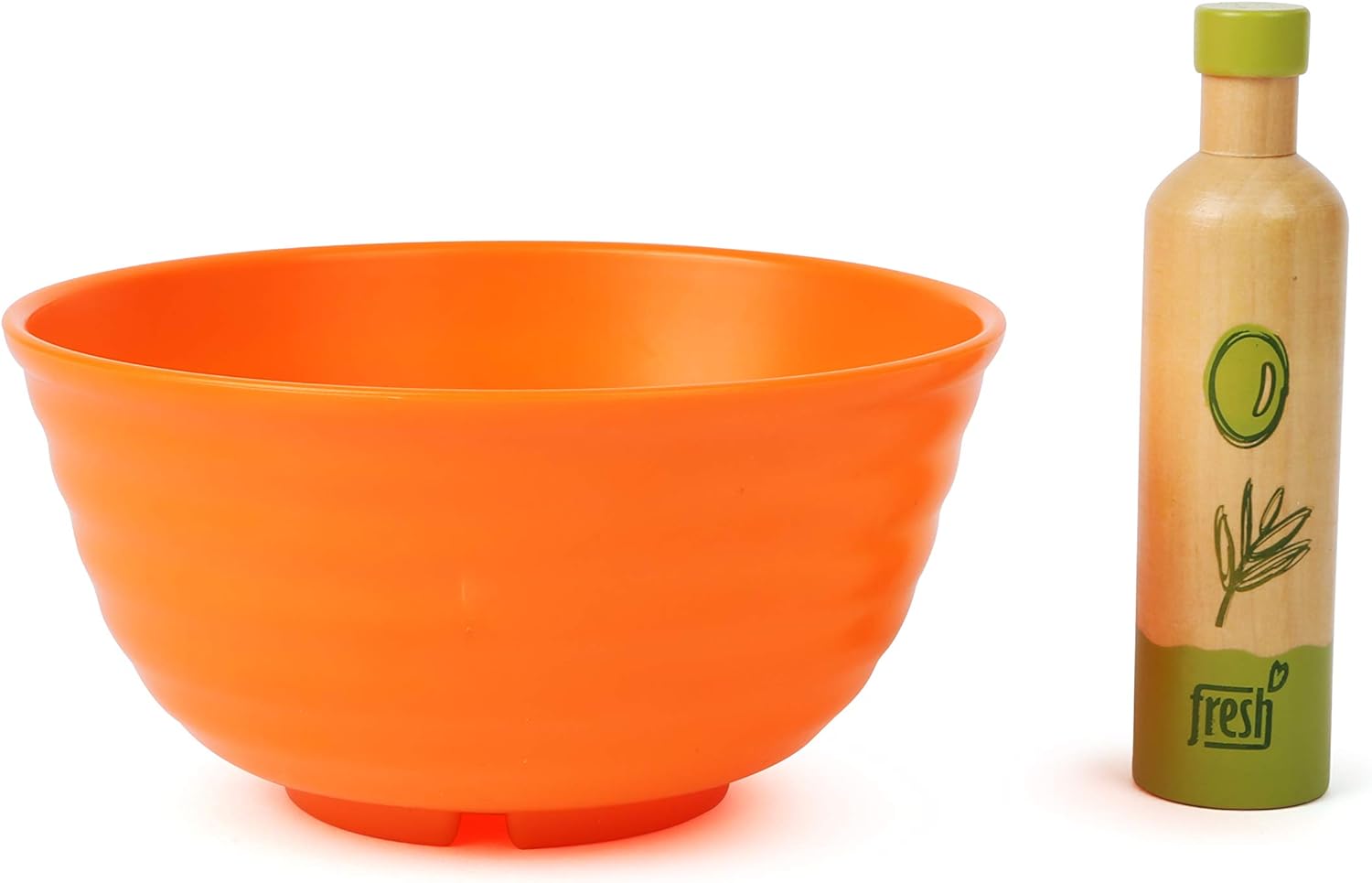 Small Foot 11476 Wooden Set, Children's Vegetarian Play Kitchen Accessory, incl. Bowl, Salad Utensils and Dressing Toys, Multicolored