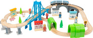 Small Foot 11492 Wooden Toy Train Building, Made of Wood, with Suspension Bridge and Tunnels, a Play World on Two Levels, Multicolored
