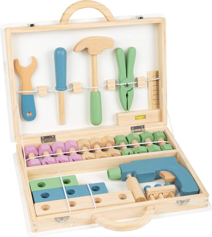 Small Foot 11505 Scandinavian Toolbox, made of wood, screw set, 32 pieces Toys, Multicolored, 33 x 27 x 6,5 cm