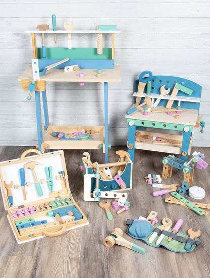Small Foot 11505 Scandinavian Toolbox, made of wood, screw set, 32 pieces Toys, Multicolored, 33 x 27 x 6,5 cm