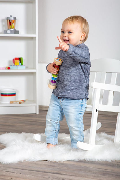 Small Foot 11567 Wooden Rainmaker with Balls in a Glass Look, a Rhythm Instrument and a Rattle for Babies and Infants Toys